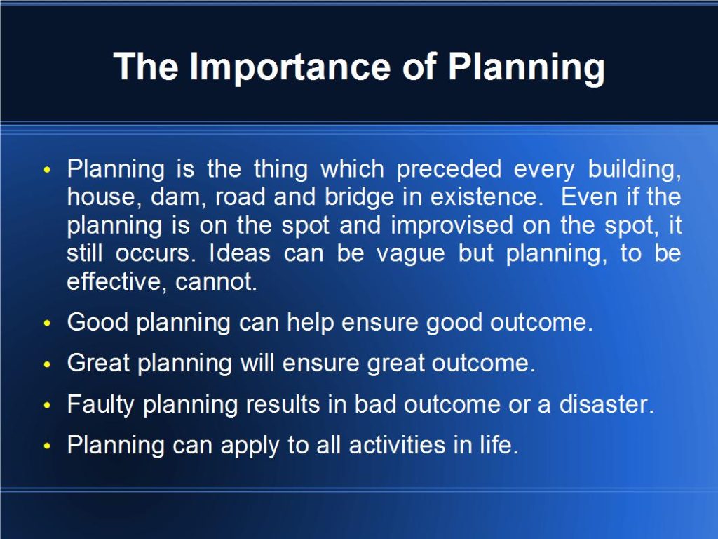 essay on importance of planning